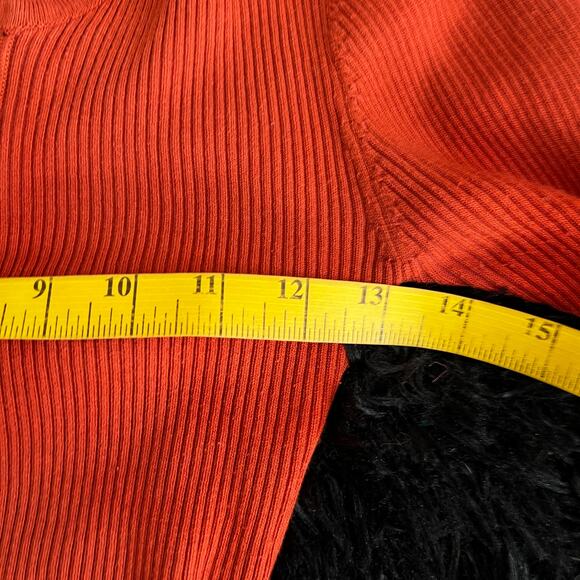 Orange Ribbed Button Front Top Y2K 2000s Retro Cozy Vintage Inspired Small - Picture 5 of 5